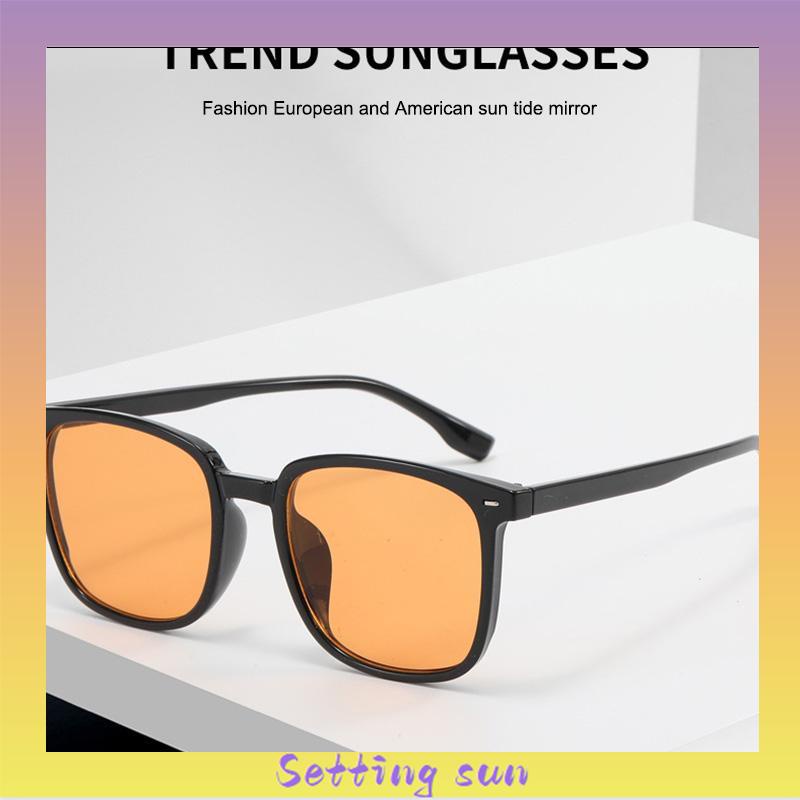 Kacamata Hitam Anti Radiasi Kacamata Korea Fashion Retro Bingkai Hitam Sunglasses Untuk Wanita/Pria TN