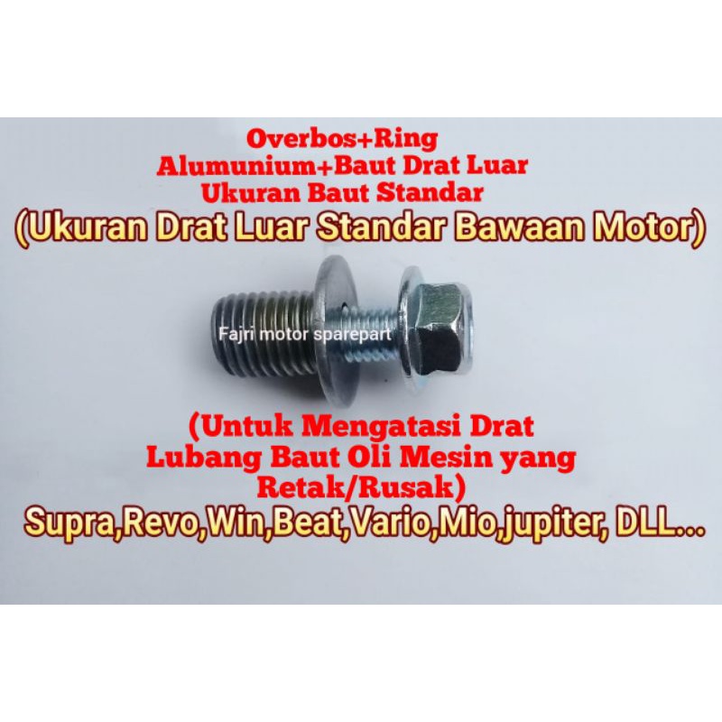 Drat Sok Baut Oli Drat Luar (Standar bawaan motor) Drat Dalam m8×1.25 (Baut kunci 12)