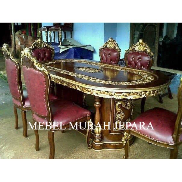 meja makan ganesha jambu ukir, meja makan jati, mebel jepara