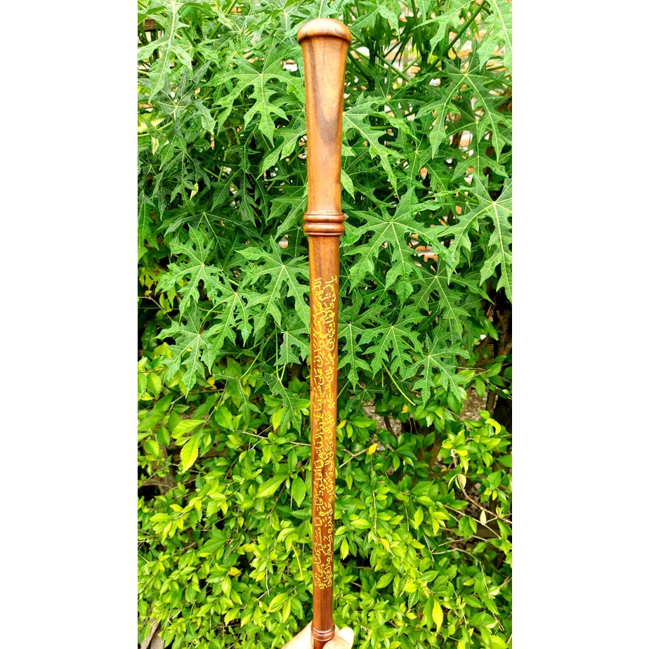 tongkat komando kayu tesek sulaiman di ukir sholawat fatih