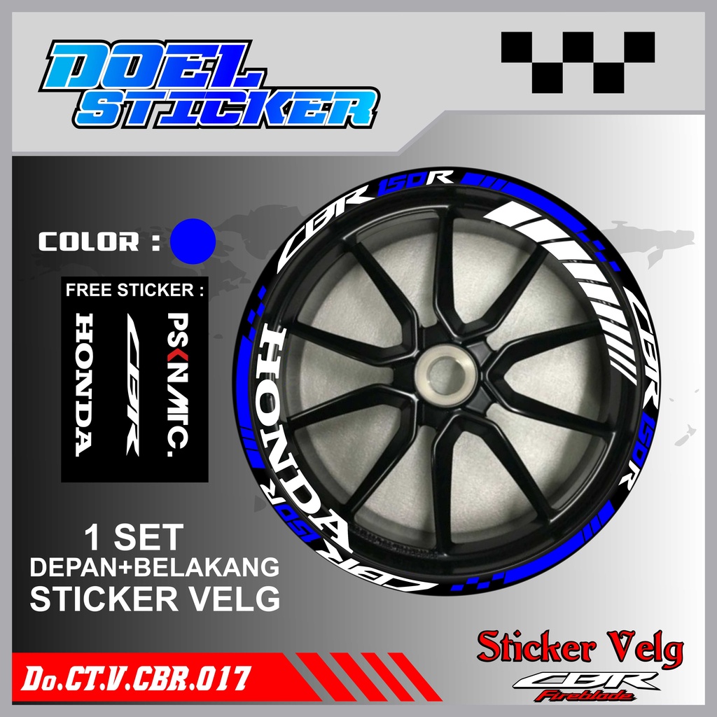 Stiker Cutting Velg CBR 150 Racing Lis List Variasi Custom Set Depan Belakang Doel 017
