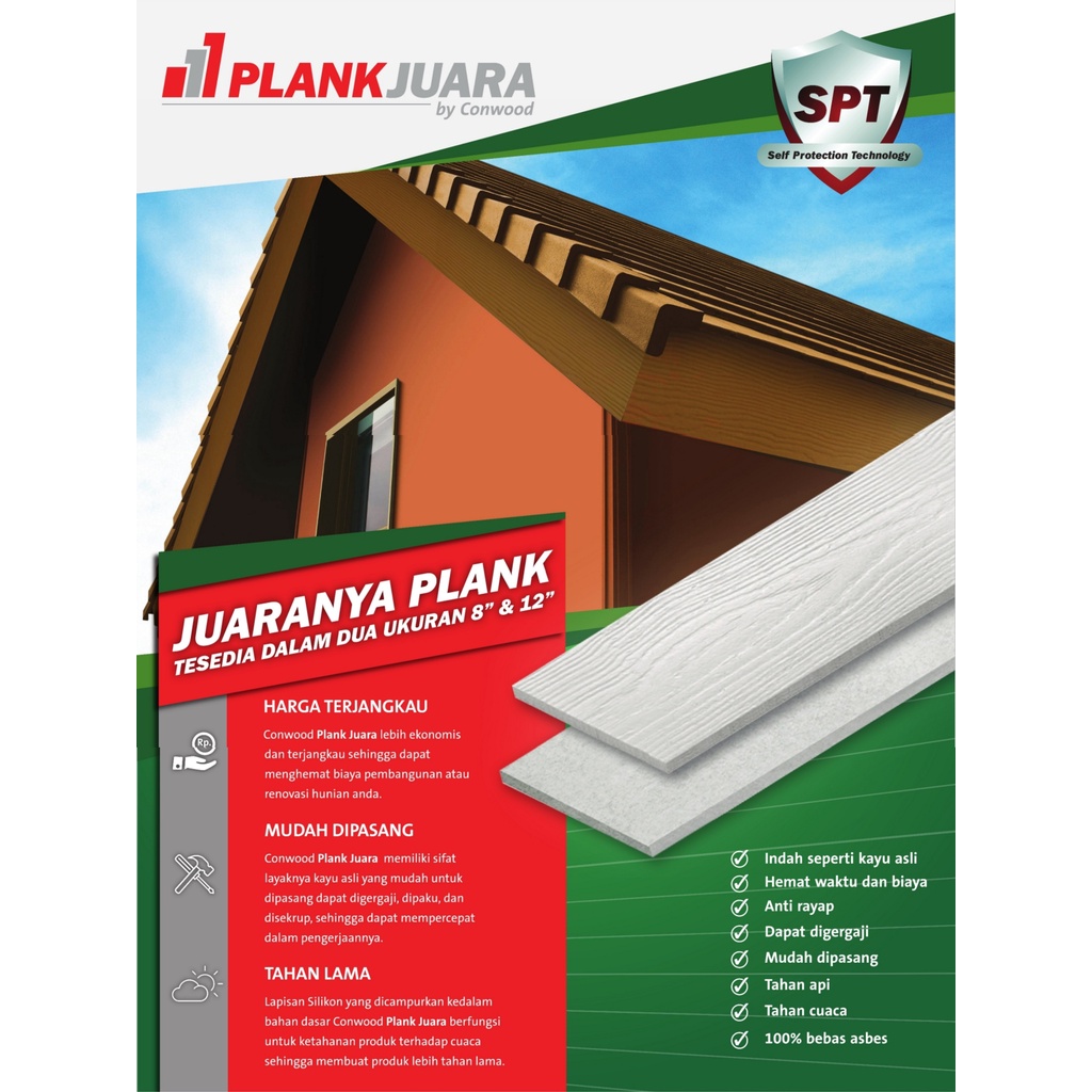 Conwood Plank Juara 8&quot; Lisplang 20cm x 3meter x 8mm Fiber Cement GRC