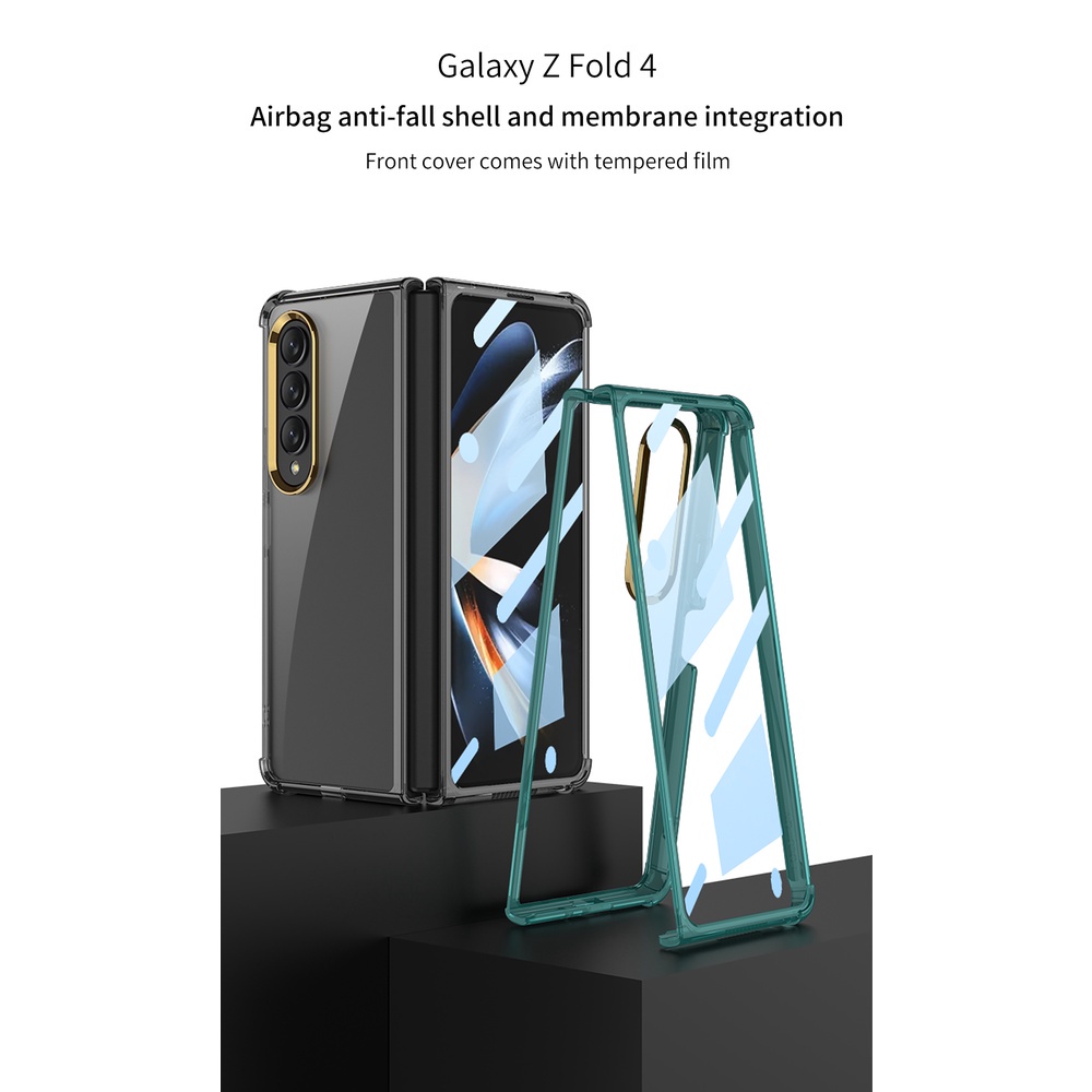 Airbag Case Transparent Mobile Phone Case for Samsung Galaxy Z Fold 4 Creative Anti-fall Clear Protective Cover