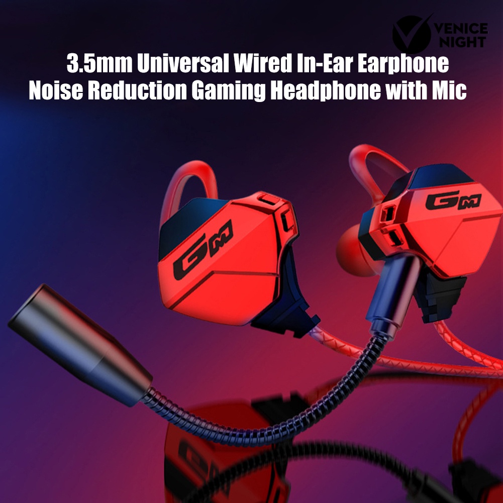 (VNEP) (Berkabel) 3.5mm Universal In-Ear Earphone Noise Reduction Gaming Headphone dengan Mic