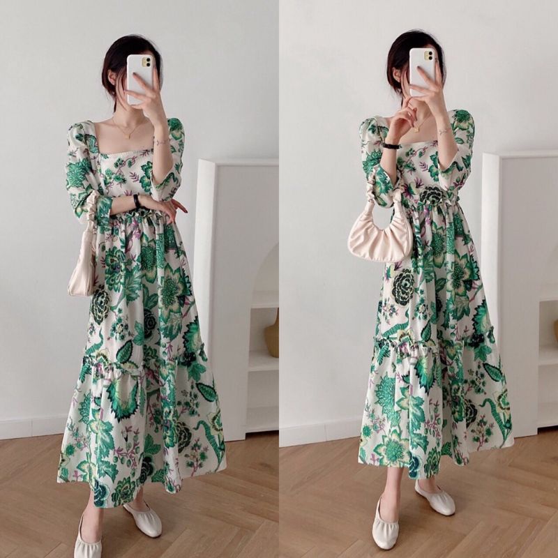 Dress Korea Vintage Hijab Friendly Sarah Dress Wanita Korean Style Outfit Wanita Kekinian Bahan Chif
