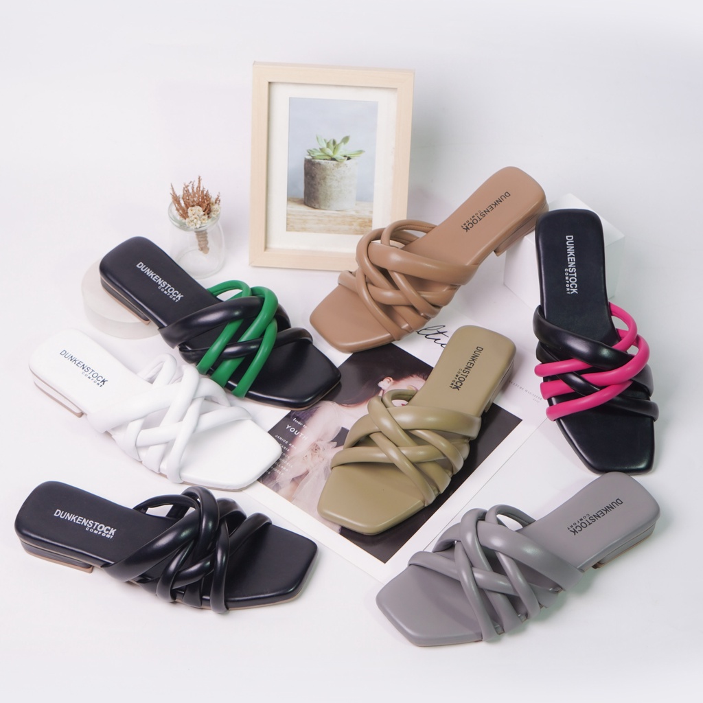 DUNKENSTOCK ANNA Sandal wanita casual sendal teplek slop model silang nyaman