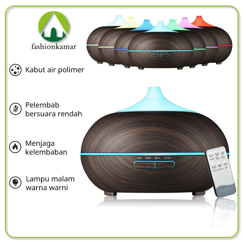 Pelembab udara difuser LED Colour Big size kayu  humidifier Diffuser Aromatherapy Wooden aromaterapi