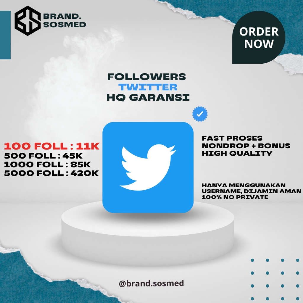 Followers Twitter Fast proses Garansi terbaik Hanya menggunakan Username Dijamin Rahasia aman 100%