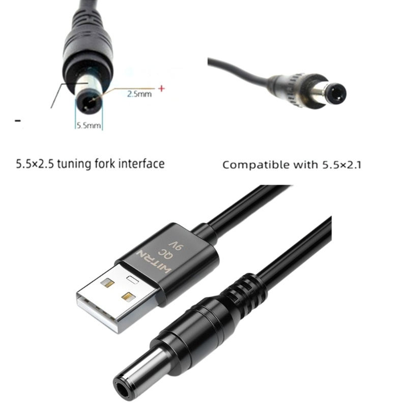 Cre QC3.0 USB-A Ke DC5.5x2.5mm Converter 12V 9V USB Boost Line Trigger Charging Cable Untuk Router WiFi, Speaker, Lampu LED