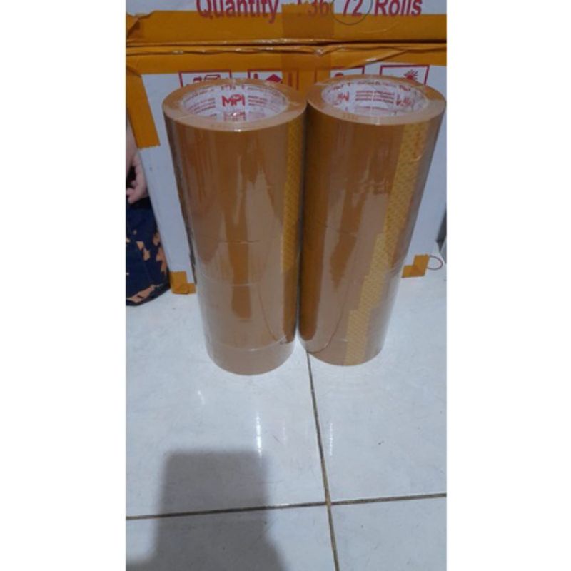 

Lakban bening dan coklat 6 pcs/1 roll 100yard x 45mm