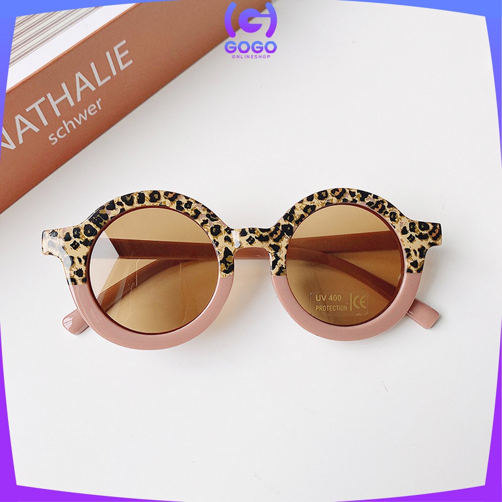 GOGO-C669 Kacamata Anak Perempuan Bulat Leopard UV400 Anti Ultraviolet Bayi Berjemur / Kaca Mata Laki Laki Hitam Gradasi Korea Fashion