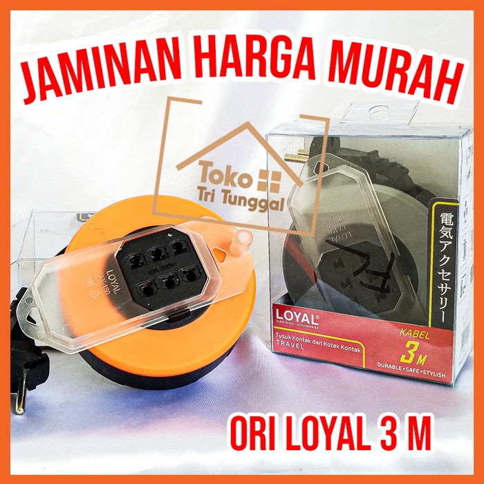 Roll Kabel Mini Travel 3 Lubang 3 Meter Rol Bulat Gulung Portable Cod