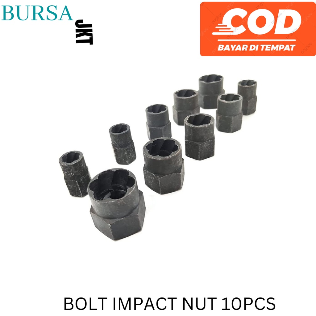 Impact Bolt set 10pcs Screw Remover Extractor Metal Box COD