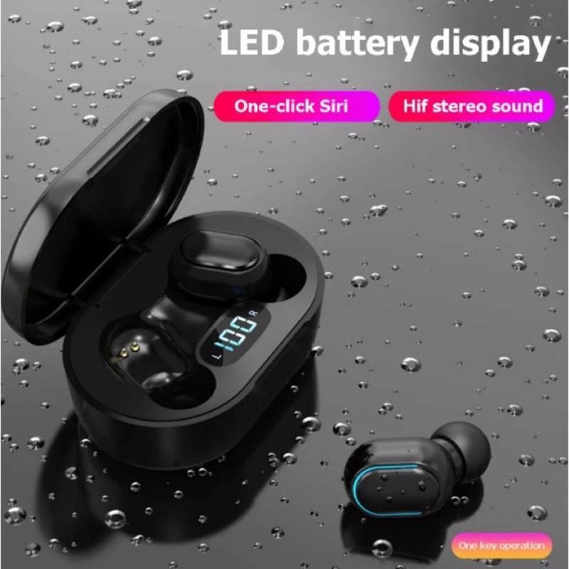 Headset Bluetooth E7S TWS Design Digital dengan Mic Led TWS display Earphone 8D Garansi