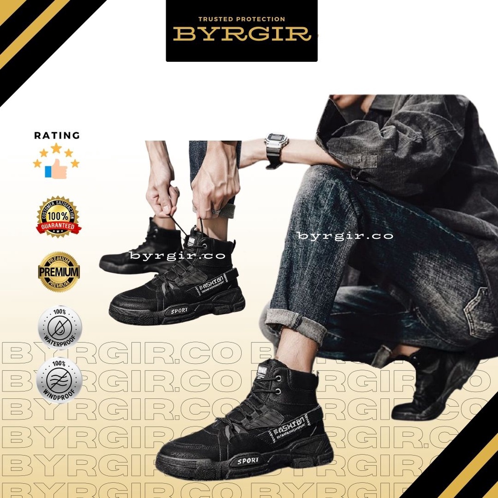 BYRGIR Sepatu Casual Pria Sport Fashion Boots Tinggi Kerja Kuliah Traveling Keren Kece New men shoes Outdoor Boots High Top Martin