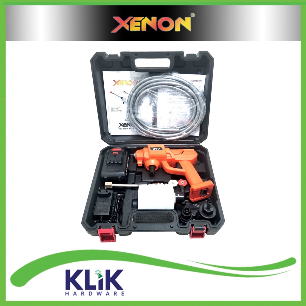 Xenon Cordless Jet Cleaner Mesin Cuci Motor Mobil AC Steam 21 Volt Baterai