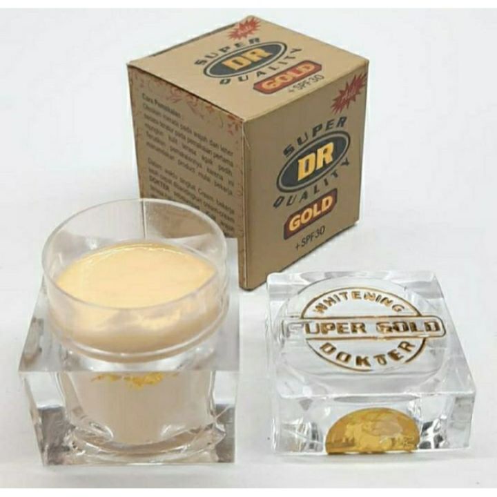 Cream DR Gold Super Quality Cream Pencerah Wajah Original +SPF30 - Cream Pot Kaca