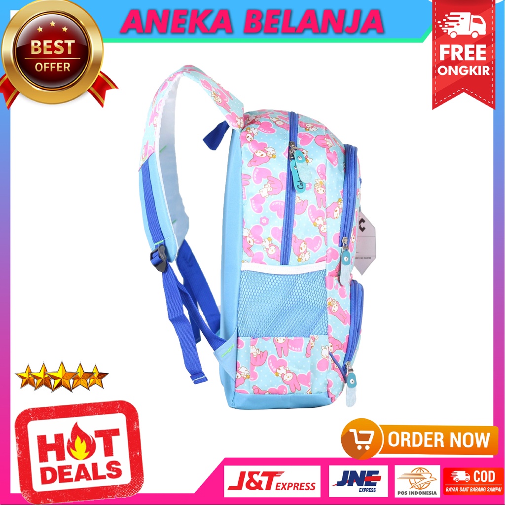 RANSEL SEKOLAH ANAK PEREMPUAN CAHAYA KITTY PINK BIRU TAS BERKUALITAS MULTIFUNGSI FREE RAINCOVER