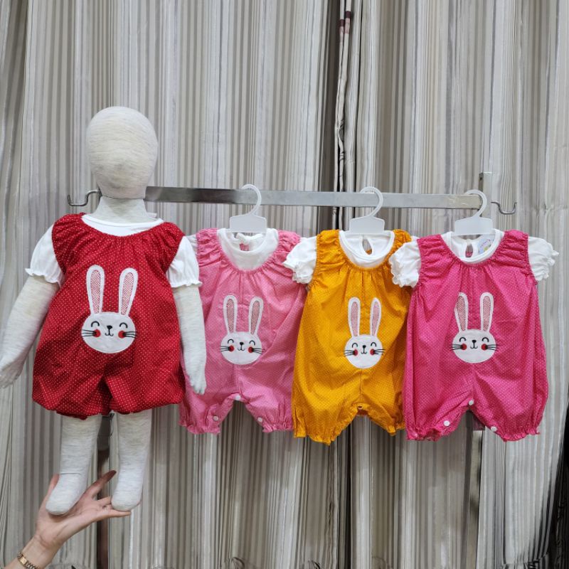 Baju bayi perempuan Stelan Jumpsuit bunny