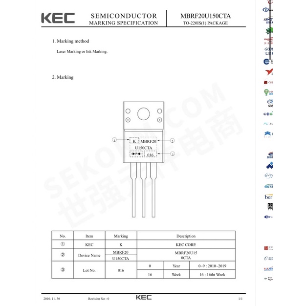 dioda MBRF20U150CTA original