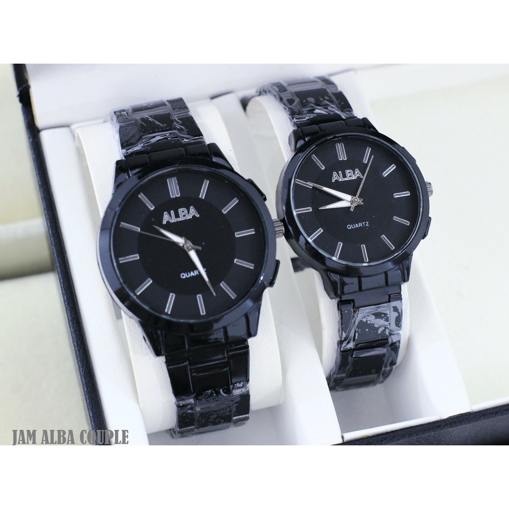 BEST SELLER JAM TANGAN COUPLE ALBA J72 TALI RANTAI DM 4.0CM FREE BOX &amp; BATERAI || JAM TANGAN FASHION COUPLE JAM TANGAN PASANGAN MURAH