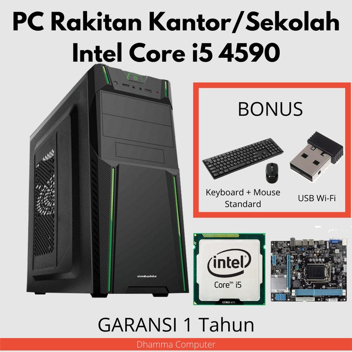 Paket PC Rakitan Komputer CPU Kantor Intel Core i5 4590 Asus H81 SSD