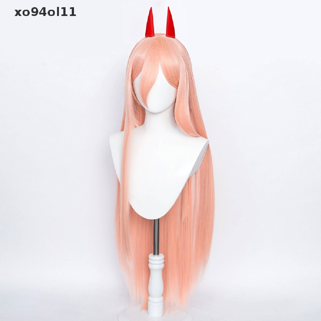 Wig Rambut Sintetis Model Panjang Warna Oranye Pink Tahan Panas Untuk Cosplay Anime Power Makima