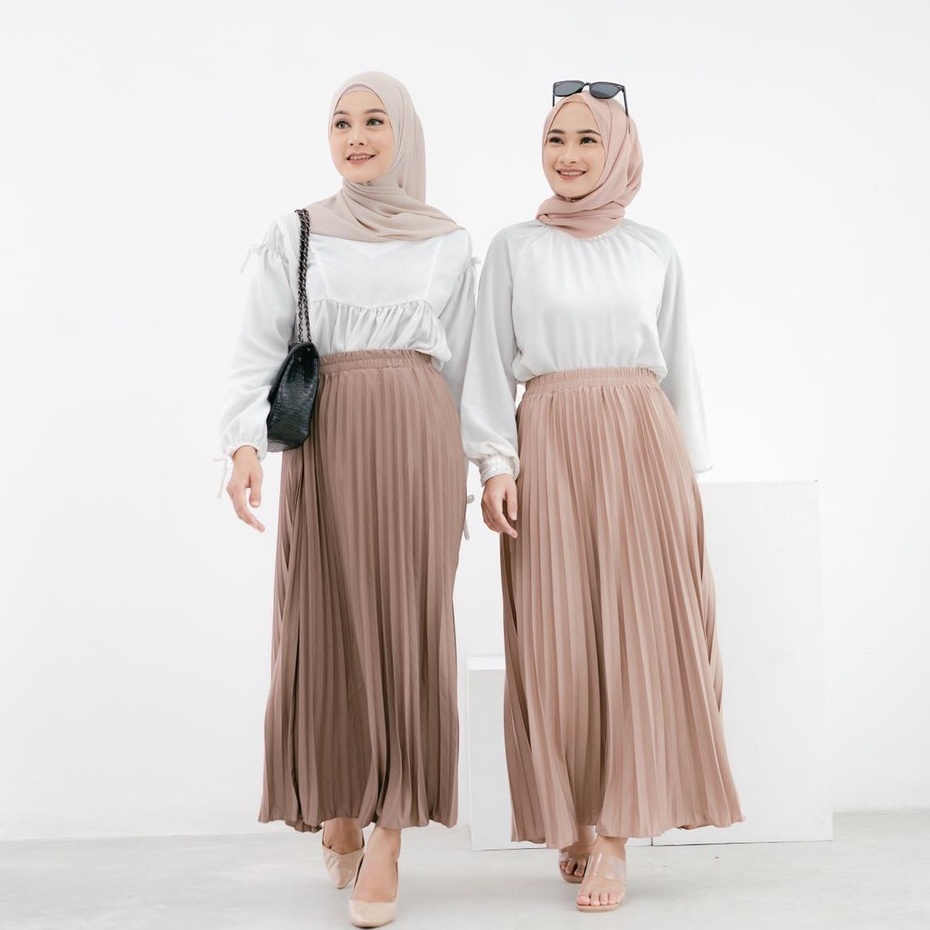 𝗖𝗮𝗿𝗲.𝗶𝗻 Rok Plisket Mayung Matt Hyget Outfit Muslimah Dewasa Premium Quality