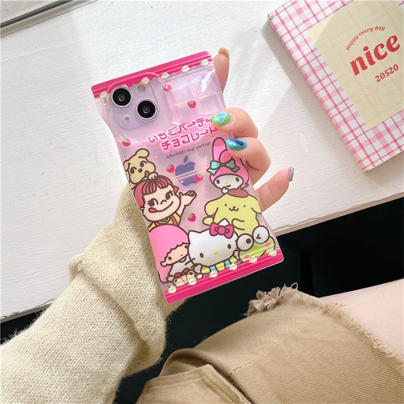 Soft Case Silikon Motif Kartun Warna Jelly Untuk iPhone 14 13 12 11 Pro Max X Xr Xs Max 8 7 6 6s Plus