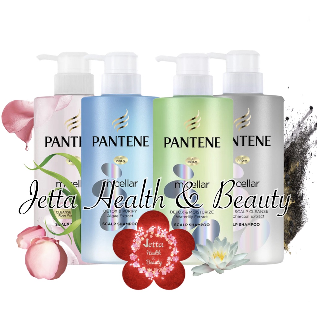 Pantene Pro V Micellar Series Cleanse Hydrate Rose Water Detox Purify Moisturize Scalp Cleanse Algae