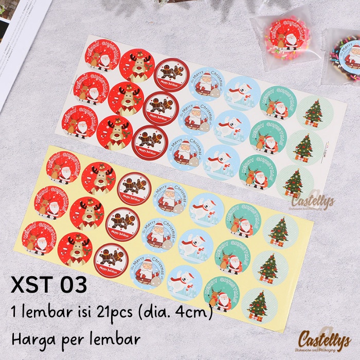 

XST03 Sticker Stiker Label Natal Kue Cookies Hampers Kado Christmas