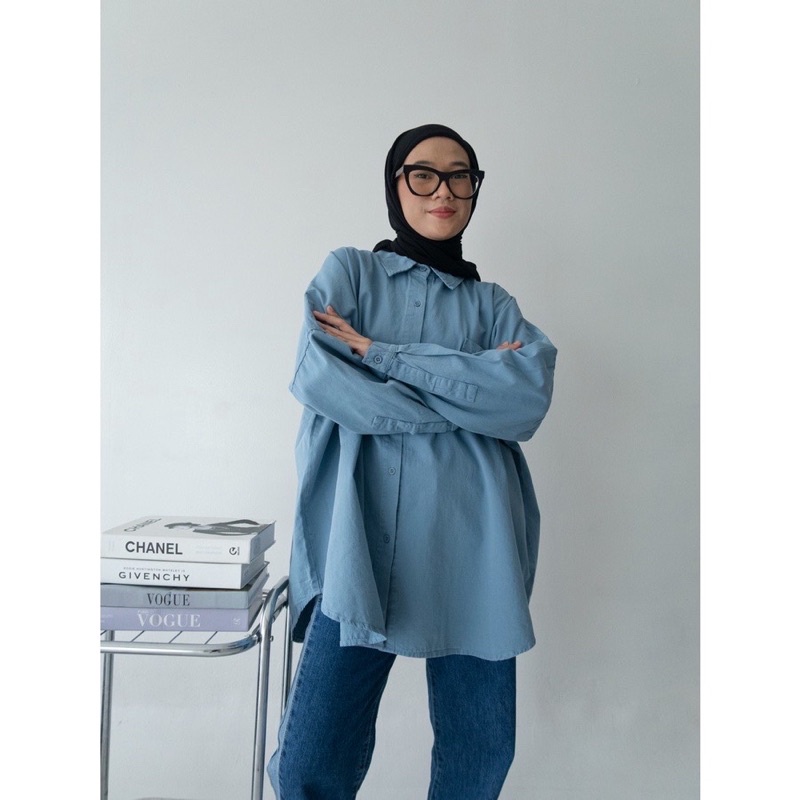 DAGESTAN colour oversized denim shirt by myrubylicious