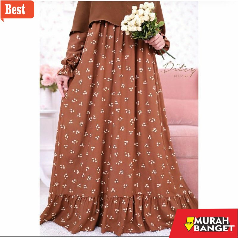 model dress terbaru 2022 (Ambil 2 free Ganci Ditsy) ALETHIA BLACK L, ANILA BROWN XL, VELA GREEN XL, 