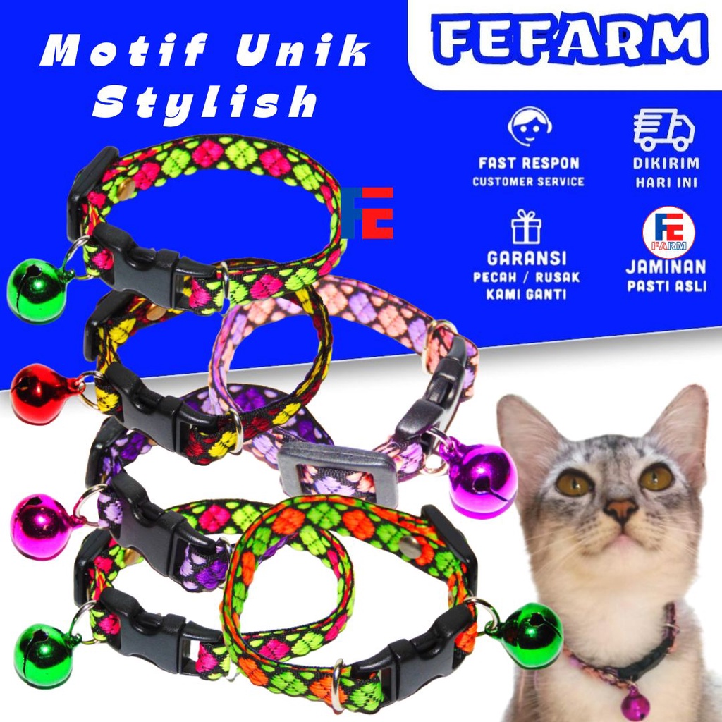 KALUNG KUCING BUNGA LONCENG 14MM FEFARM