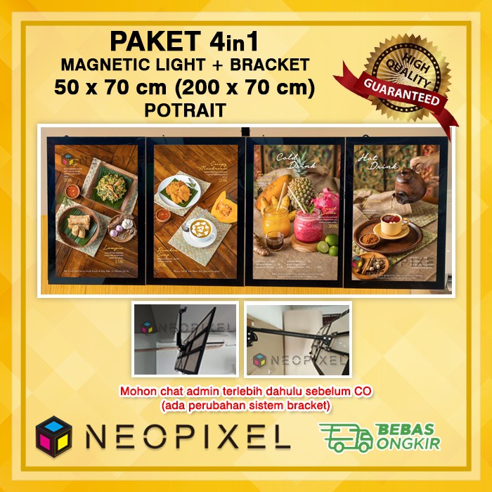 Neon box menu paket 4in1 uk 200x70 light box LED menu restoran