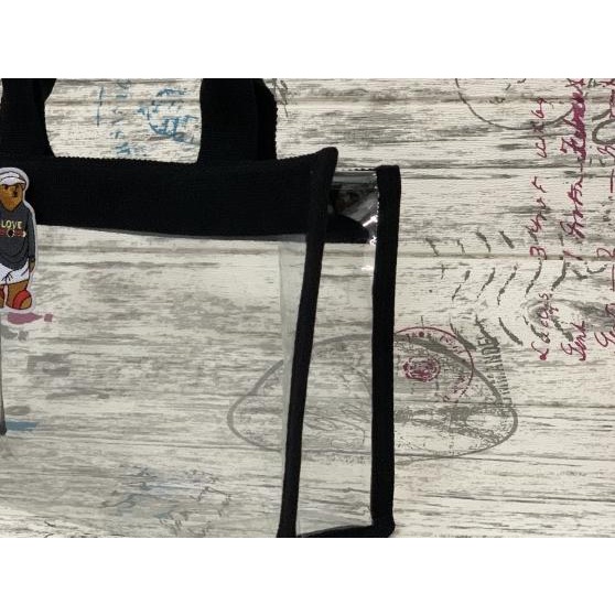 Tas Tote PVC Mika Transparant Fashion - Hitam, Resleting