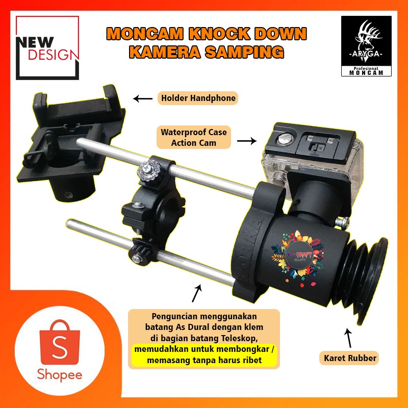 Terbaru Aryga Moncam Mounting Knock Down Kamera Samping Kamera Teleskop 2 in 1 Angle Sight