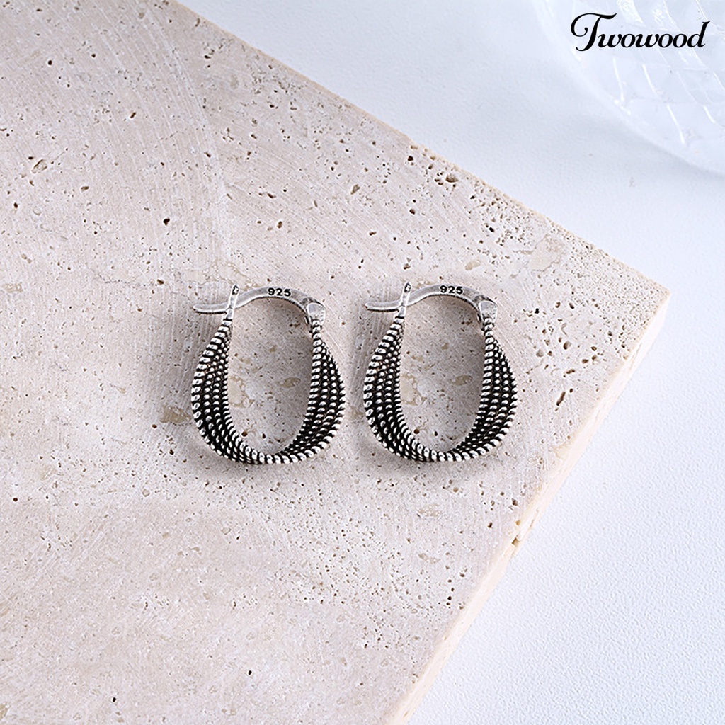 1pc Anting Wanita Model Twisted Plating Gaya Korea Untuk Pesta Pernikahan