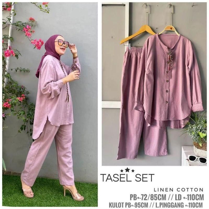 Fashion MUSLIM, baju wanita, baju stelan wanita, setelan, stelan, Baju stelan, fashion wanita, one set. Tasel Set