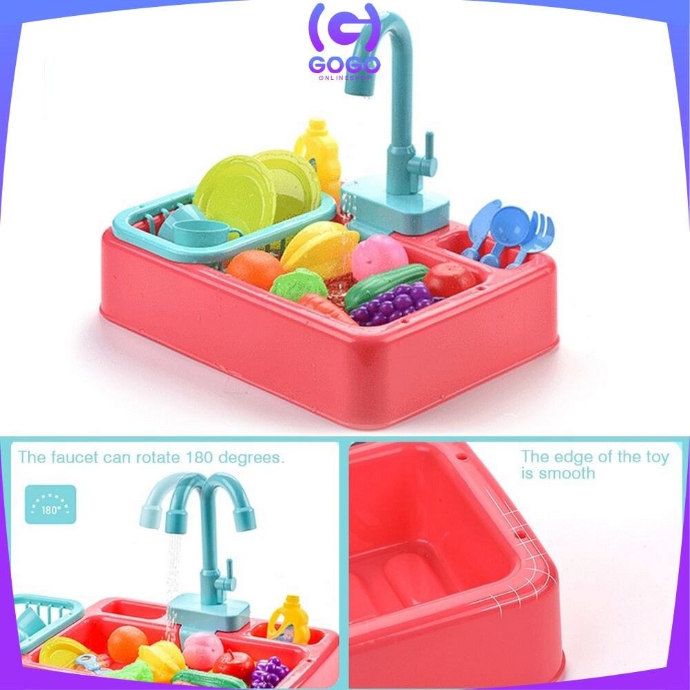 GOGO-M31 M109 Mainan Anak Kitchen Sink Tempat Cuci Piring Set Mainan Kran Air Wastafel BISA KELUAR AIR