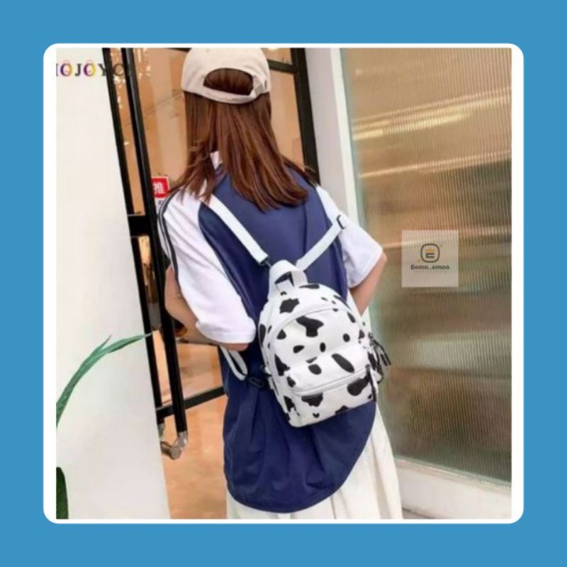Tas Ransel Wanita mini motif Cow motif sapi remaja kekinian viral