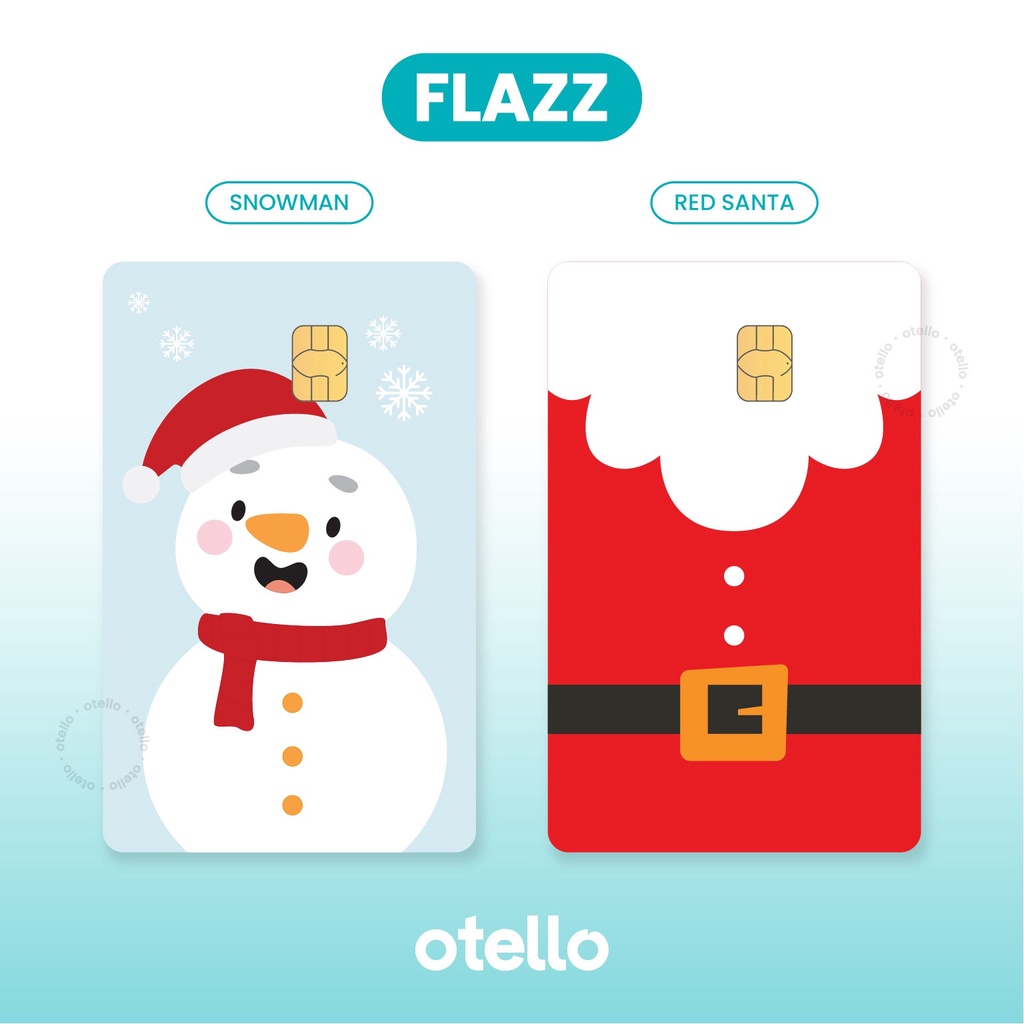 Christmas Red Santa eMoney Flazz Tap Cash Brizzi Snowman Kartu Custom eToll Card UV Print