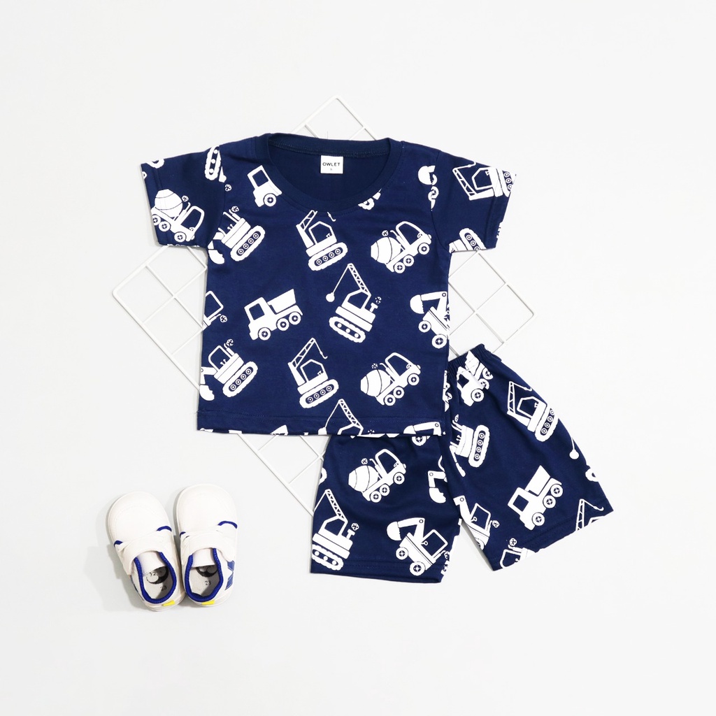 Owlet - setelan anak laki laki banyak gambar / kaos anak laki laki / piyama anak laki