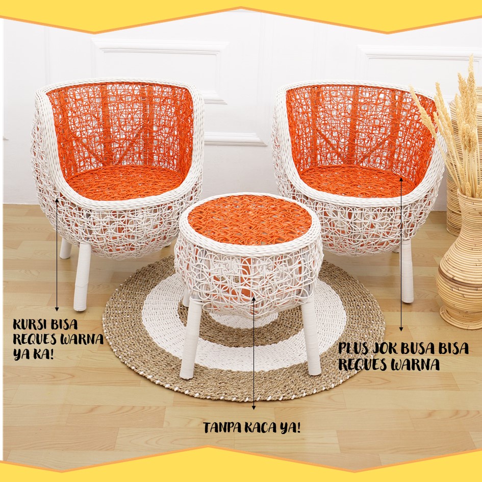 Kursi Teras Brekele Cantik Furniture Rotan Sintetis Anti Berjamur