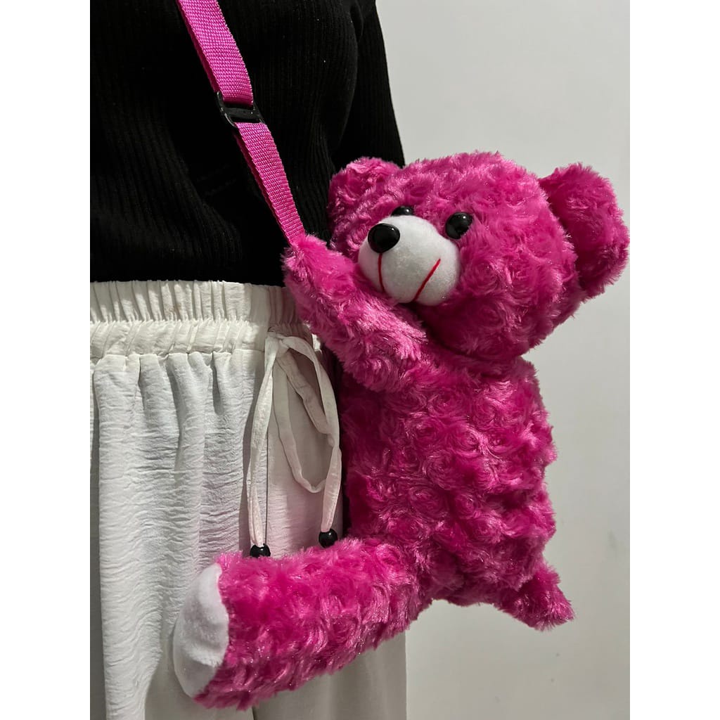 Tas Selempang Bulu Tas Bahu Boneka Kepala Beruang Fluffy Fur Bag Teddy Bear viral 2022