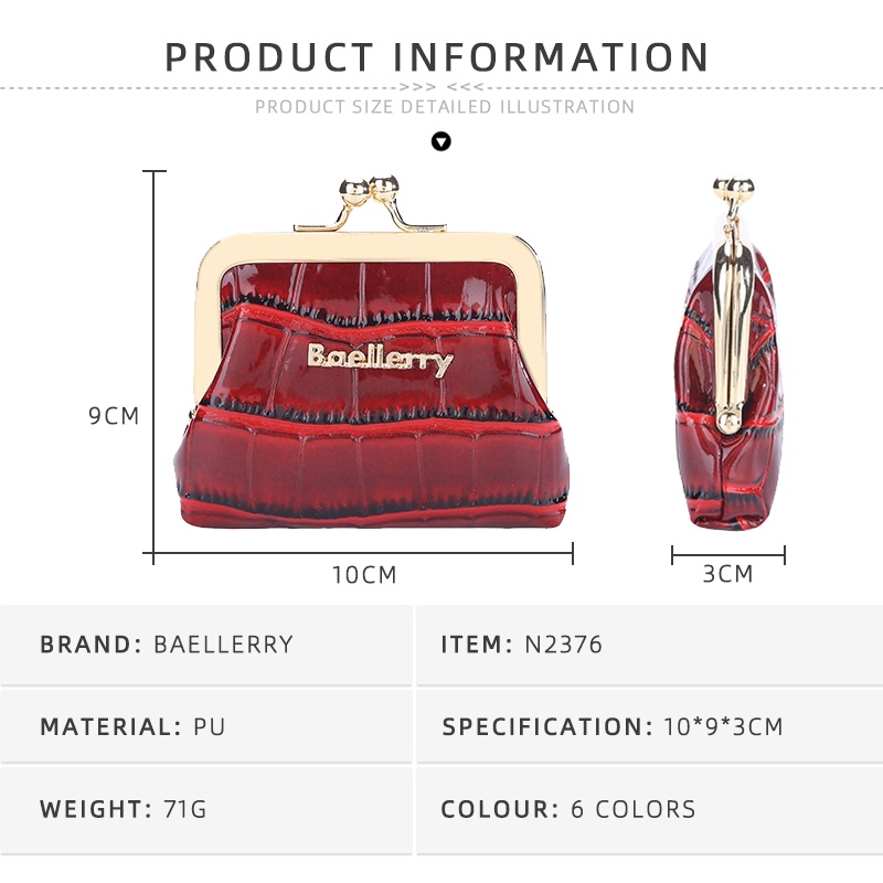 BAELLERRY N2376 Dompet Koin Wanita Bahan Kulit PU Leather Premium WATCHKITE WKOS