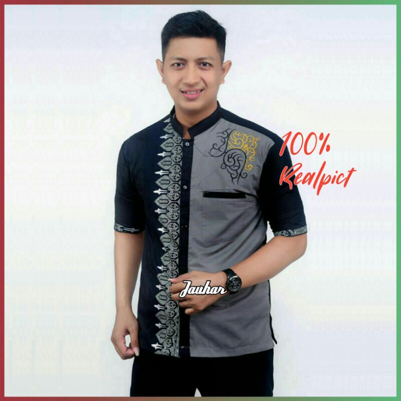 baju koko lengan pendek bordir baju koko kombinasi batik lengan pendek baju koko pria atasan dewasa