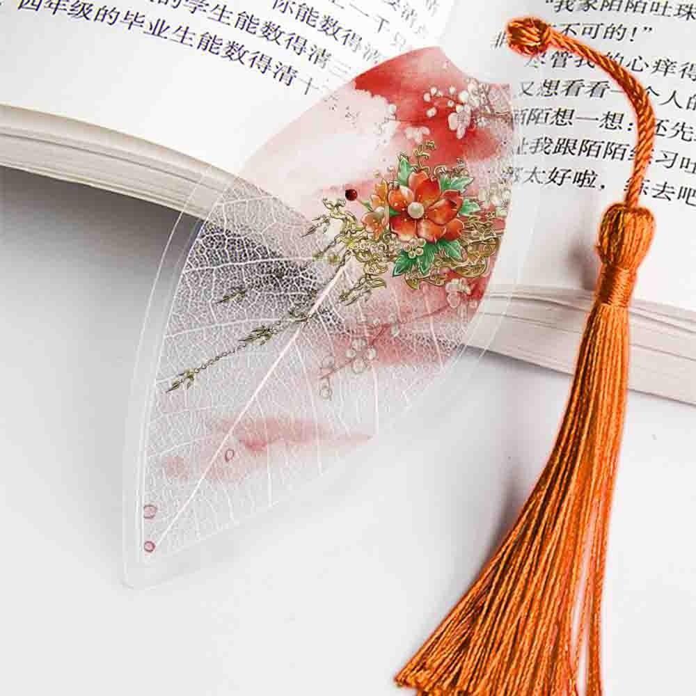 Quinton Bookmark Kreatif Alat Tulis Siswa Rumbai Cantik Aesthetic Gaya Cina Daun Bookmark