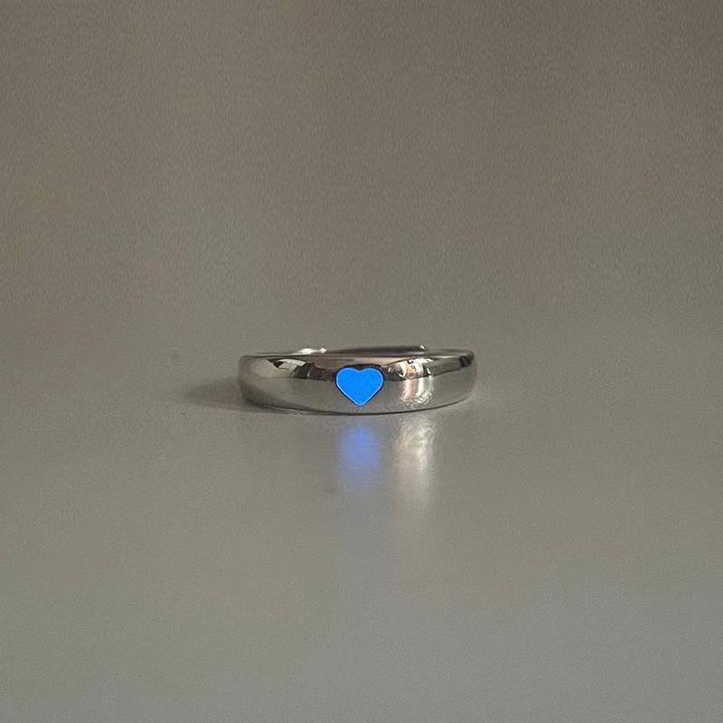 Cincin Luminous Bahan Alloy Warna Biru Pink Untuk Pasangan