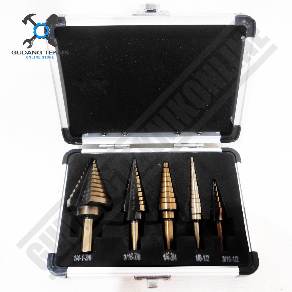 Mata Bor Pagoda SET 5pcs IKR-SDI201 IKURA  / Mata Bor Step Drill HSS Titanium Multi Step IKR SDI201 IKURA